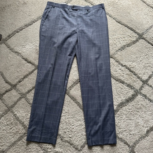 Lauren Ralph Lauren trouser pants blue gray windowpane 40 X 34 long - Picture 1 of 8